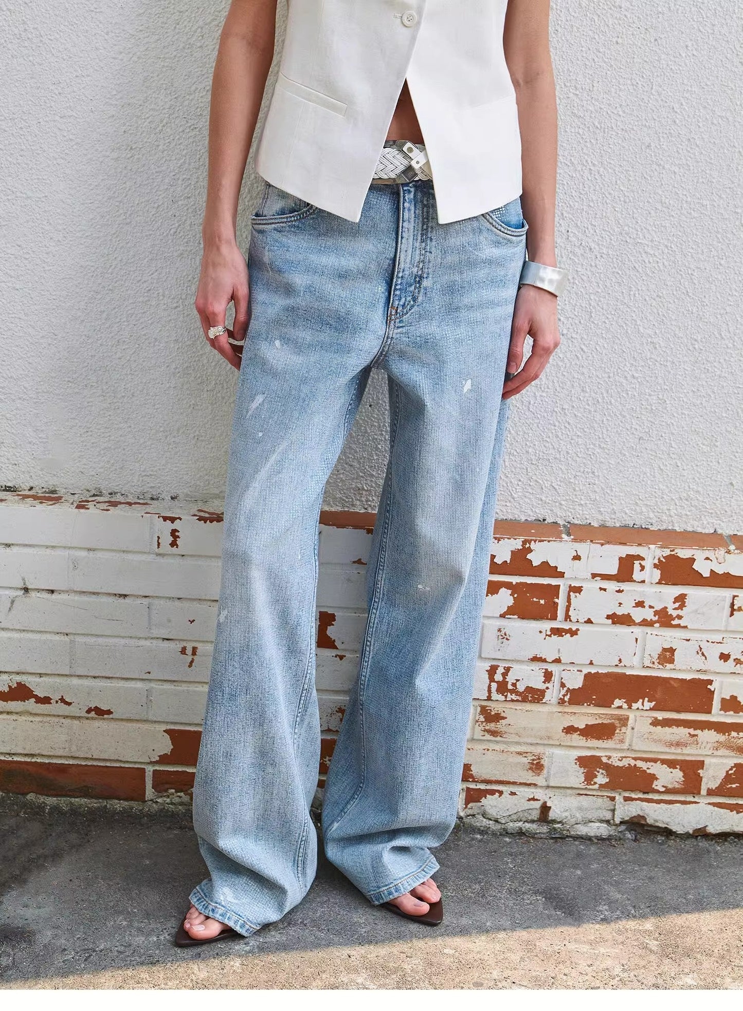 "Art Journey" Distressed Dirty Dyed Tencel Cotton Jeans