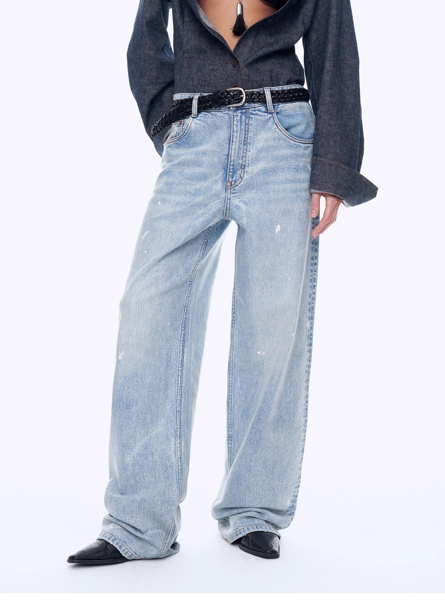 "Art Journey" Distressed Dirty Dyed Tencel Cotton Jeans